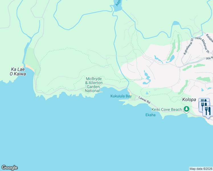 map of restaurants, bars, coffee shops, grocery stores, and more near 4474 Lawai Road in Koloa