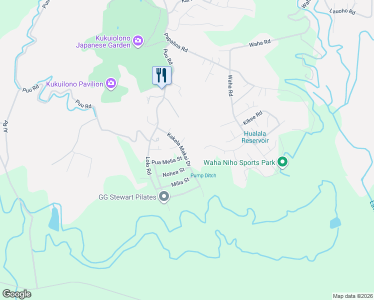 map of restaurants, bars, coffee shops, grocery stores, and more near 3650 Kakela Makai Drive in Kalaheo