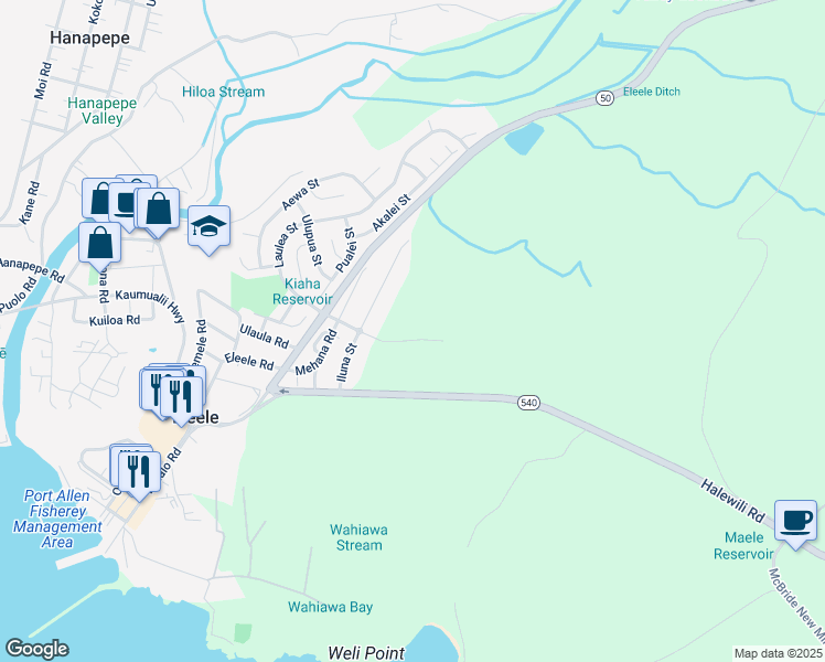 map of restaurants, bars, coffee shops, grocery stores, and more near in Eleele