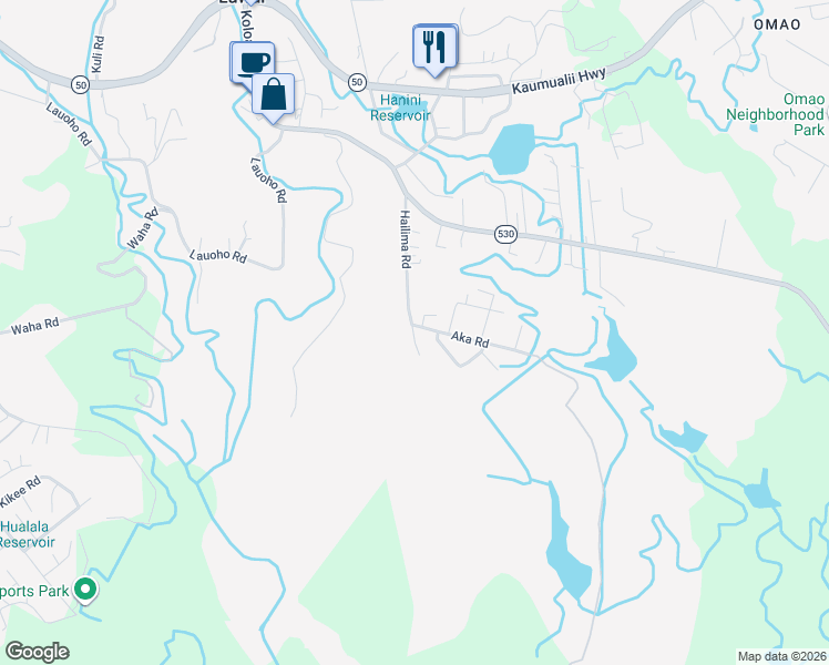 map of restaurants, bars, coffee shops, grocery stores, and more near 3316 Iuka Place in Koloa