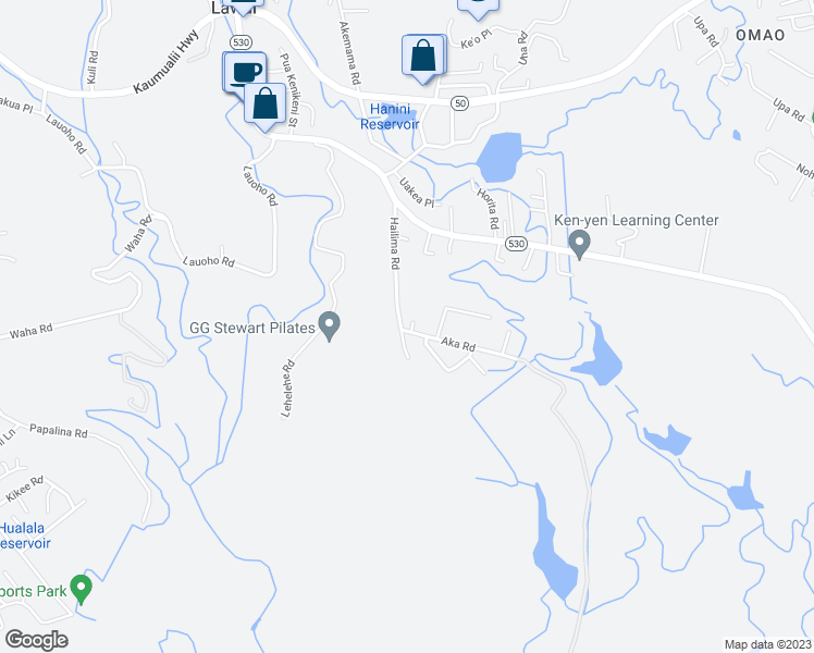 map of restaurants, bars, coffee shops, grocery stores, and more near 3307 Iuka Place in Koloa