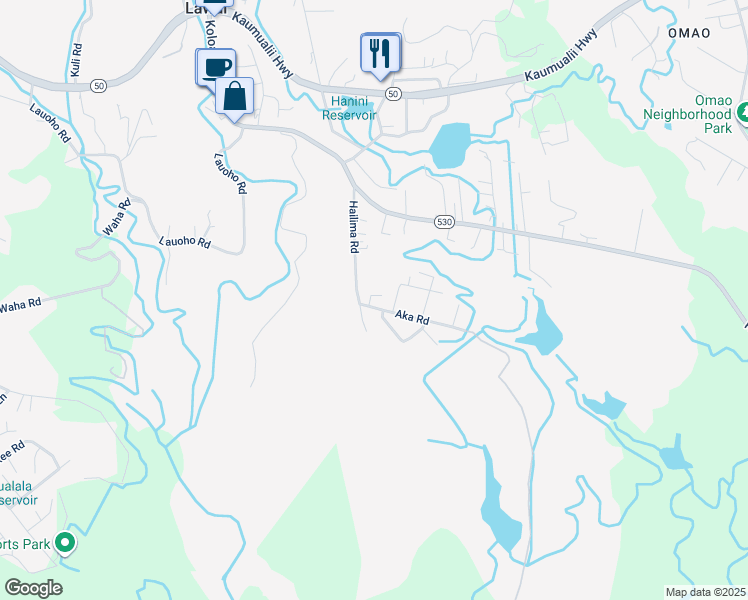 map of restaurants, bars, coffee shops, grocery stores, and more near 3316 Iuka Place in Koloa
