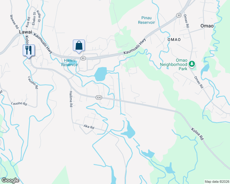 map of restaurants, bars, coffee shops, grocery stores, and more near 4049A Koloa Road in Koloa