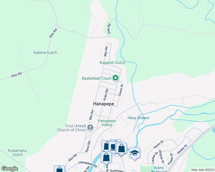 map of restaurants, bars, coffee shops, grocery stores, and more near 3547 Kupa'a Street in Hanapepe