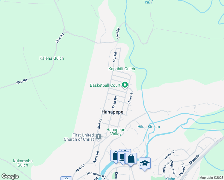 map of restaurants, bars, coffee shops, grocery stores, and more near 3547 Kupa'a Street in Hanapepe