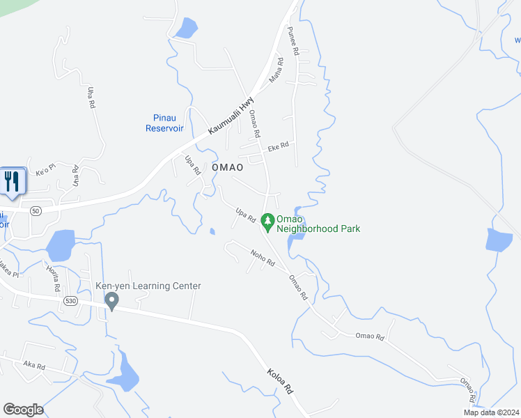 map of restaurants, bars, coffee shops, grocery stores, and more near 4185 Omao Road in Koloa