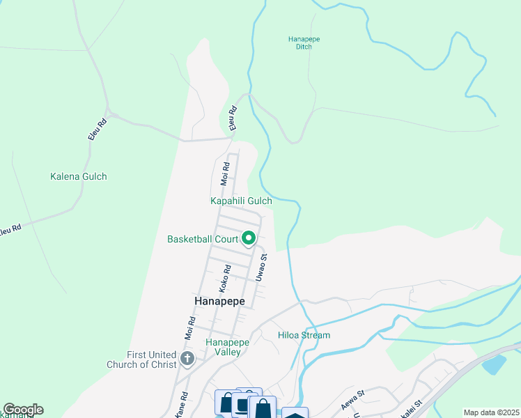 map of restaurants, bars, coffee shops, grocery stores, and more near 5104 Alli Road in Hanapepe