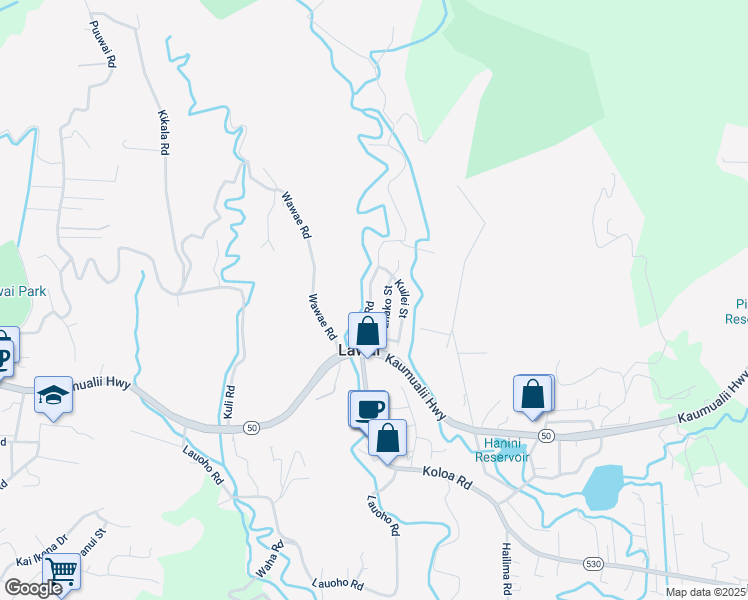 map of restaurants, bars, coffee shops, grocery stores, and more near 4573 Ehako Street in Kalaheo