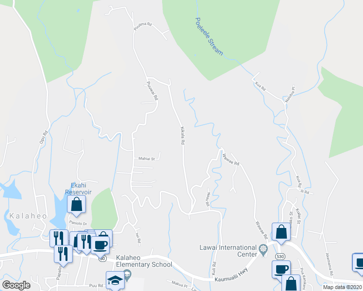 map of restaurants, bars, coffee shops, grocery stores, and more near 4961 Kikala Road in Kalaheo
