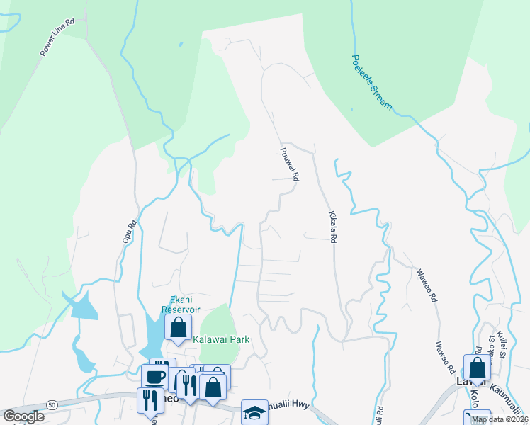 map of restaurants, bars, coffee shops, grocery stores, and more near 4973 Puuwai Road in Kalaheo