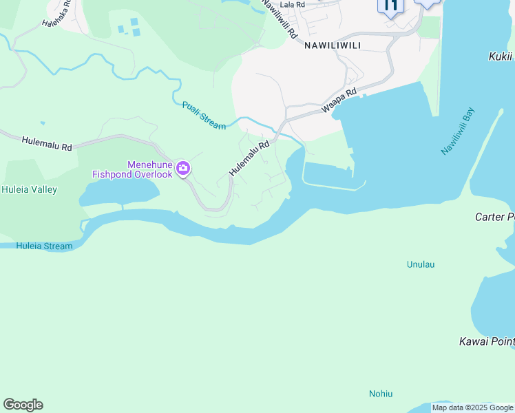map of restaurants, bars, coffee shops, grocery stores, and more near 2330 Hulemalu Road in Lihue