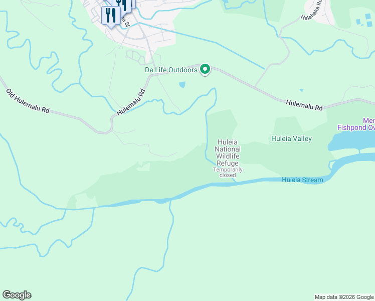 map of restaurants, bars, coffee shops, grocery stores, and more near 1742 Ahina Road in Lihue
