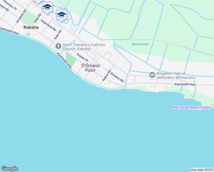 map of restaurants, bars, coffee shops, grocery stores, and more near 4552 Aukuu Road in Kekaha