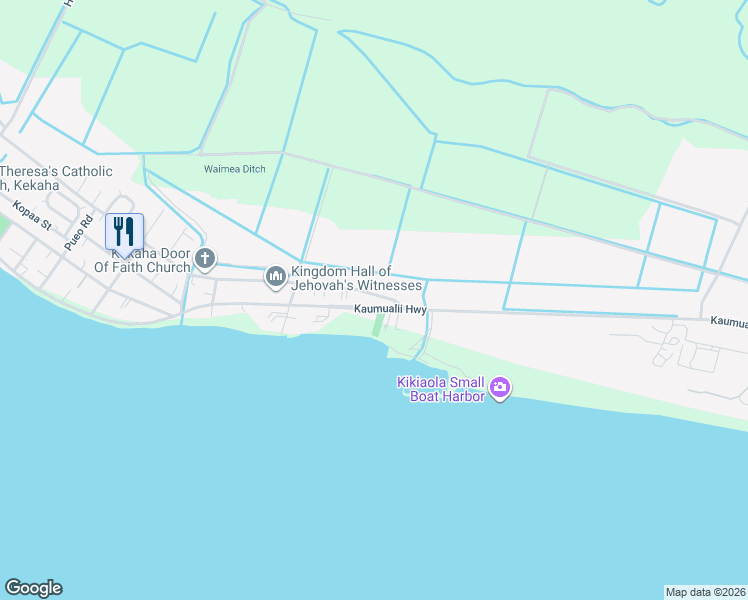 map of restaurants, bars, coffee shops, grocery stores, and more near 8918 Kekaha Road in Kekaha