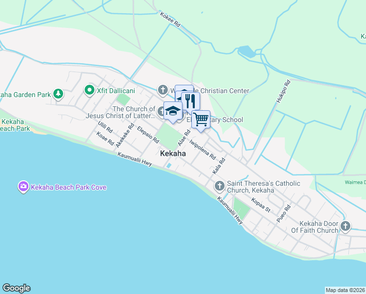map of restaurants, bars, coffee shops, grocery stores, and more near 8140 Kekaha Road in Kekaha