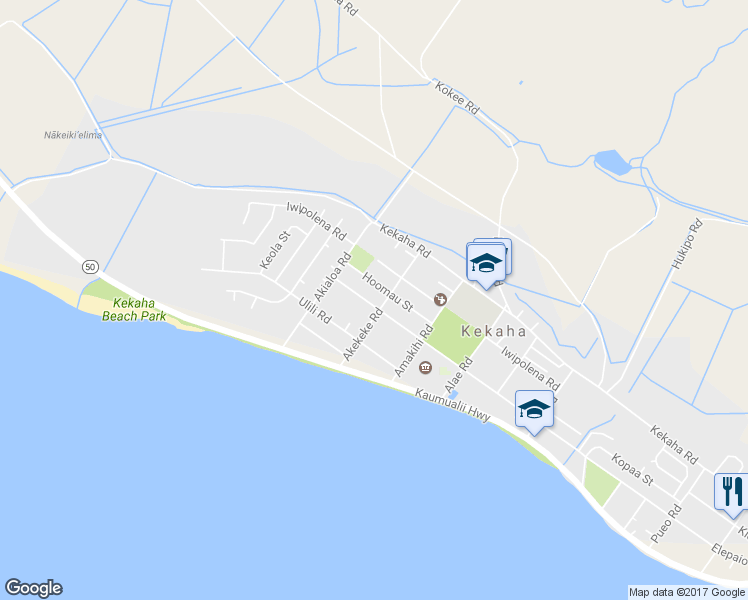 map of restaurants, bars, coffee shops, grocery stores, and more near 7983 Elepaio Road in Kekaha