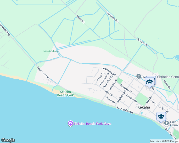 map of restaurants, bars, coffee shops, grocery stores, and more near 4561 Akikiki Place in Kekaha