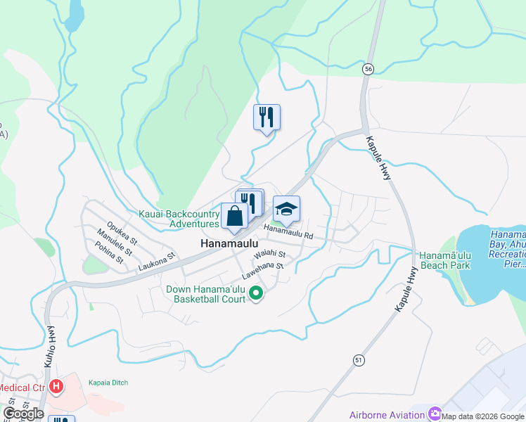 map of restaurants, bars, coffee shops, grocery stores, and more near in Hanamaulu