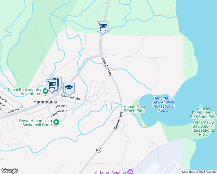 map of restaurants, bars, coffee shops, grocery stores, and more near 4156 Kenikeni Place in Lihue
