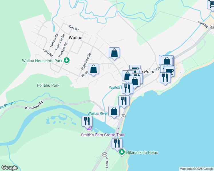 map of restaurants, bars, coffee shops, grocery stores, and more near 326 Koki Road in Kapaʻa