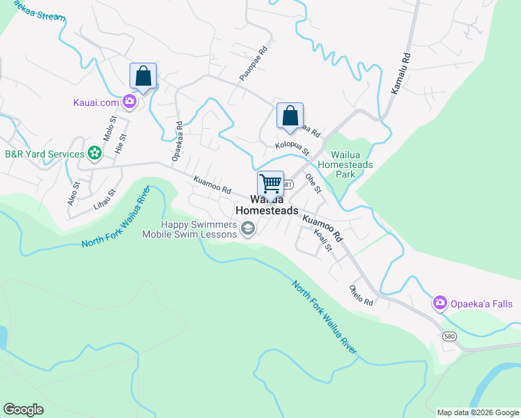 map of restaurants, bars, coffee shops, grocery stores, and more near 170 Loloa Street in Kapaʻa
