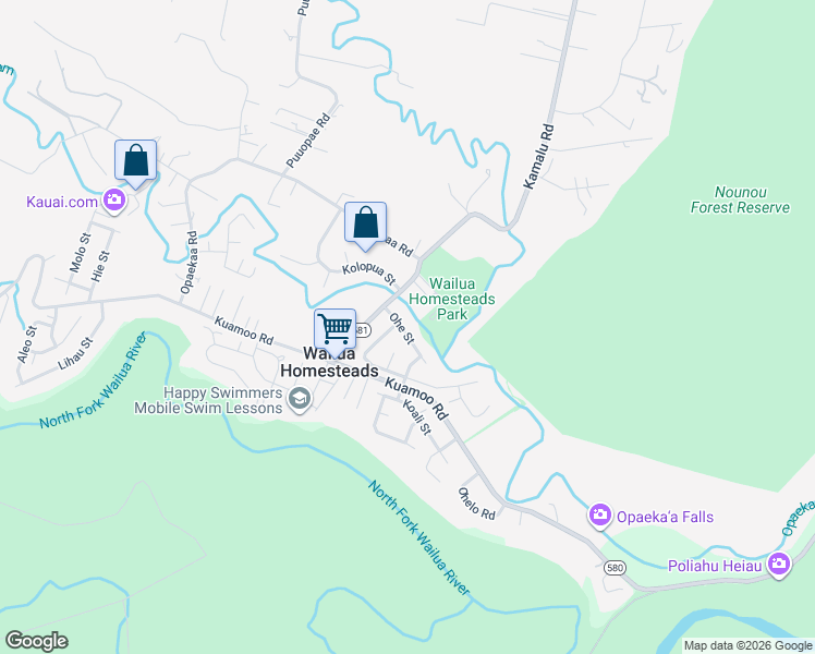 map of restaurants, bars, coffee shops, grocery stores, and more near 5940 Ohe Street in Kapaʻa