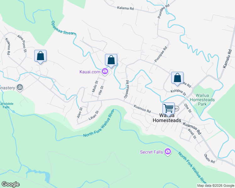 map of restaurants, bars, coffee shops, grocery stores, and more near 6532A000 Kuamoo Road in Kapaʻa