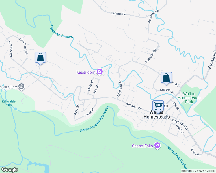 map of restaurants, bars, coffee shops, grocery stores, and more near 6532A000 Kuamoo Road in Kapaʻa