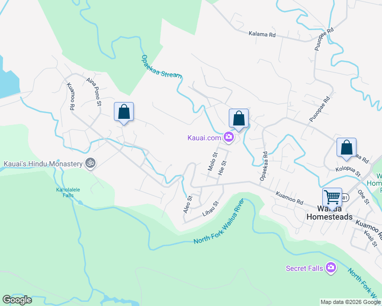 map of restaurants, bars, coffee shops, grocery stores, and more near 6828 Kuamoo Road in Kapaʻa