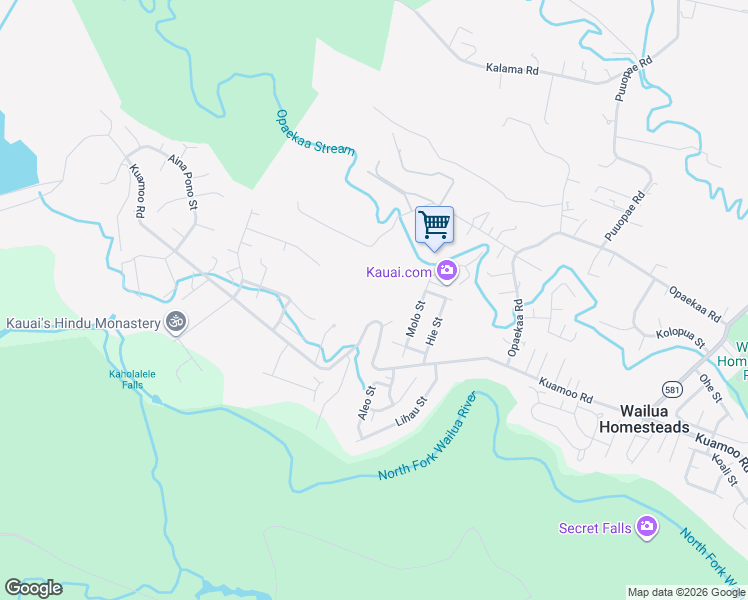 map of restaurants, bars, coffee shops, grocery stores, and more near 6828 Kuamoo Road in Kapaʻa
