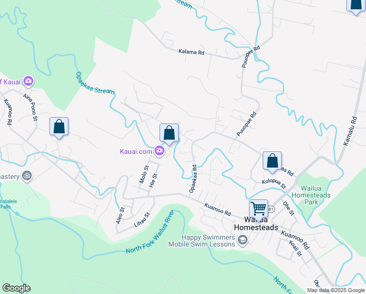 map of restaurants, bars, coffee shops, grocery stores, and more near 6371 Puupilo Road in Kapaʻa