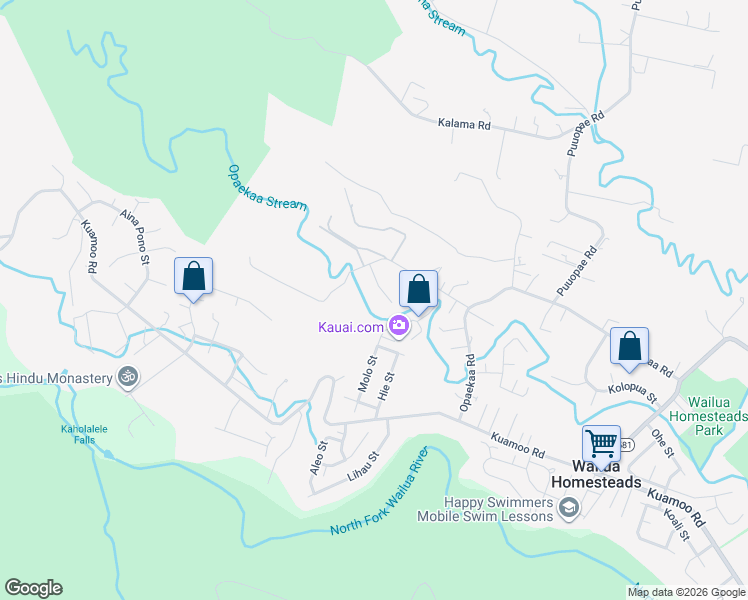 map of restaurants, bars, coffee shops, grocery stores, and more near 6717A Pu'u Pilo Place in Kapaʻa