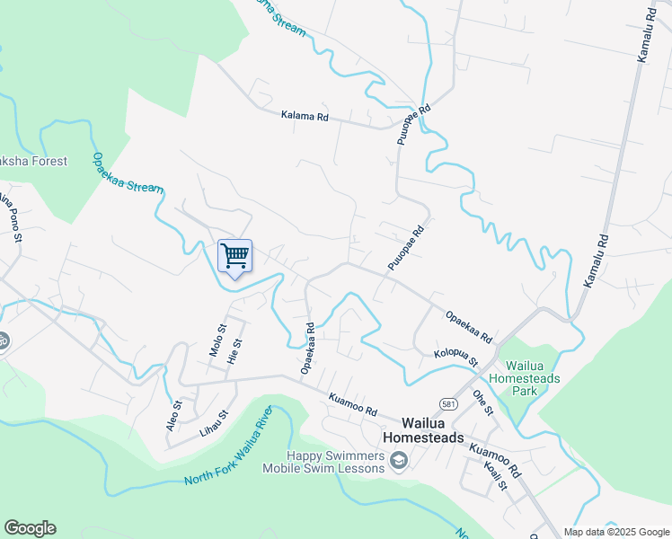 map of restaurants, bars, coffee shops, grocery stores, and more near 6301 Opaekaa Road in Kapaʻa