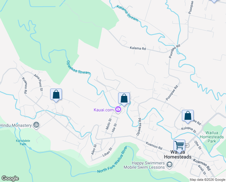 map of restaurants, bars, coffee shops, grocery stores, and more near 6717A Pu'u Pilo Place in Kapaʻa