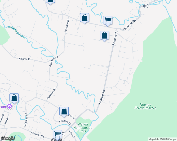 map of restaurants, bars, coffee shops, grocery stores, and more near 961E Kamalu Road in Kapaa