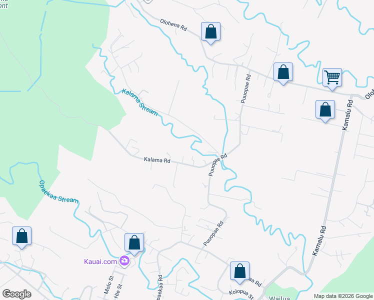 map of restaurants, bars, coffee shops, grocery stores, and more near 6394 Kalama Road in Kapaʻa