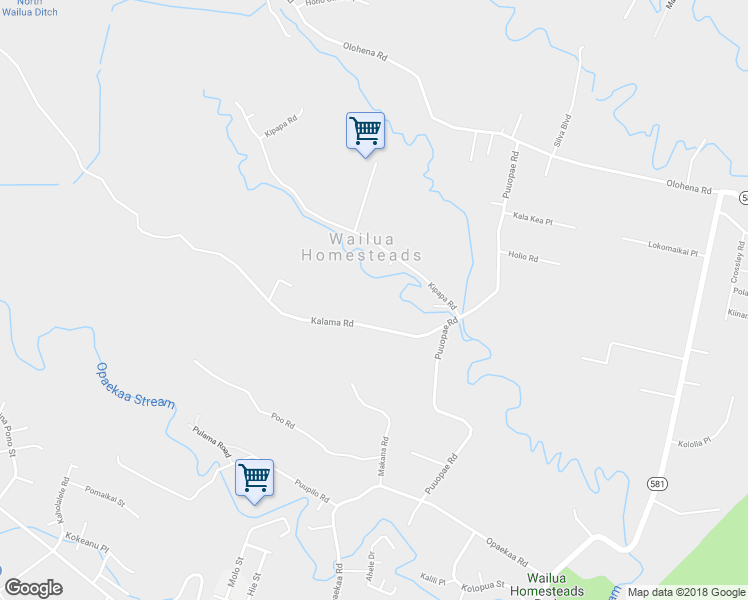 map of restaurants, bars, coffee shops, grocery stores, and more near 6394 Kalama Road in Kapaʻa