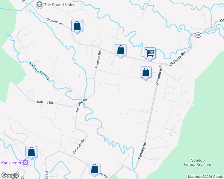 map of restaurants, bars, coffee shops, grocery stores, and more near 6161 Holio Road in Kapaʻa