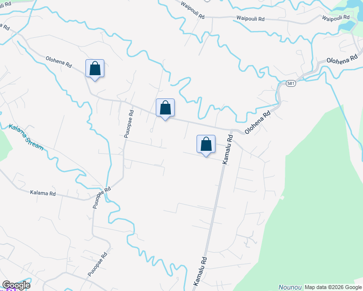 map of restaurants, bars, coffee shops, grocery stores, and more near 6130 Lokomaikai Place in Kapaʻa