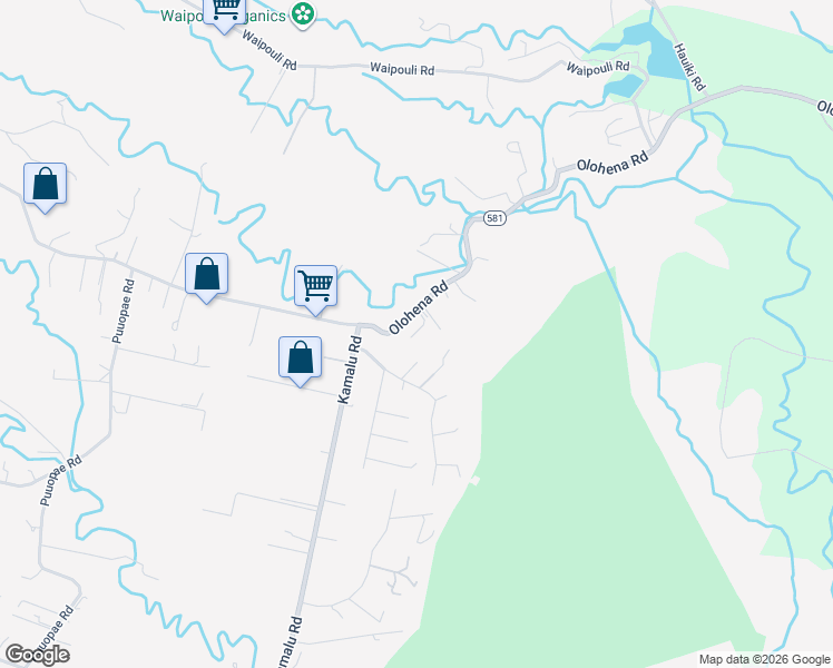 map of restaurants, bars, coffee shops, grocery stores, and more near 5916A Lokelani Road in Kapaʻa