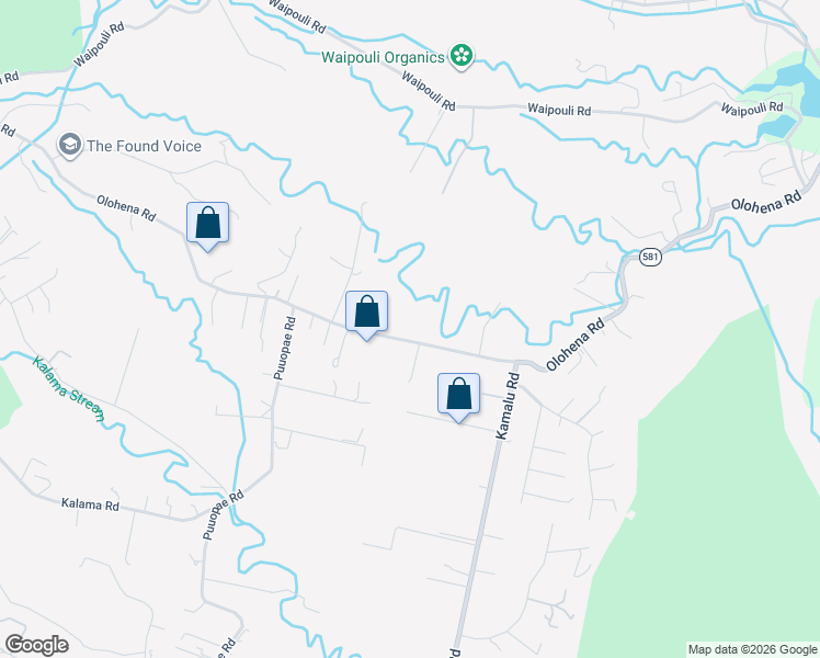 map of restaurants, bars, coffee shops, grocery stores, and more near 6120 Olohena Road in Kapaʻa