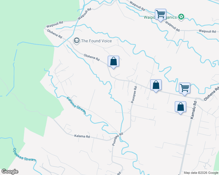 map of restaurants, bars, coffee shops, grocery stores, and more near 6395 Olohena Road in Kapaʻa