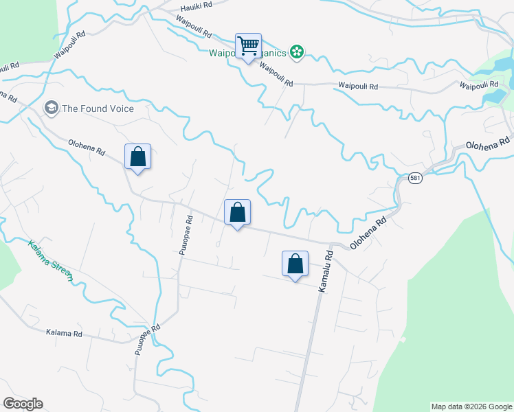 map of restaurants, bars, coffee shops, grocery stores, and more near 6120 Olohena Road in Kapaʻa