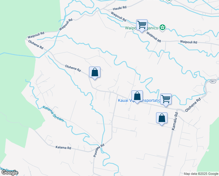 map of restaurants, bars, coffee shops, grocery stores, and more near 6320 Olohena Road in Kapaʻa