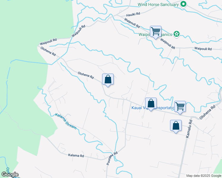 map of restaurants, bars, coffee shops, grocery stores, and more near 6440B Olohena Road in Kapaʻa