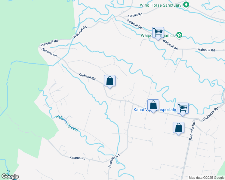 map of restaurants, bars, coffee shops, grocery stores, and more near 6440B Olohena Road in Kapaʻa