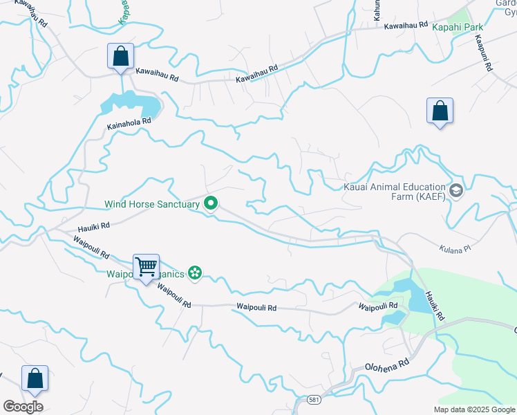 map of restaurants, bars, coffee shops, grocery stores, and more near 6052 Hauiki Road in Kapaʻa