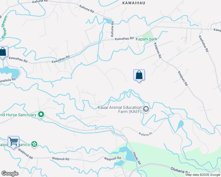 map of restaurants, bars, coffee shops, grocery stores, and more near 1481E Wanaao Road in Kapaʻa