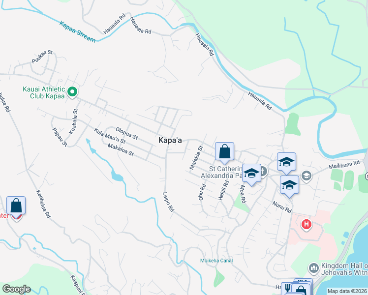 map of restaurants, bars, coffee shops, grocery stores, and more near 5205 Sokei Road in Kapaʻa