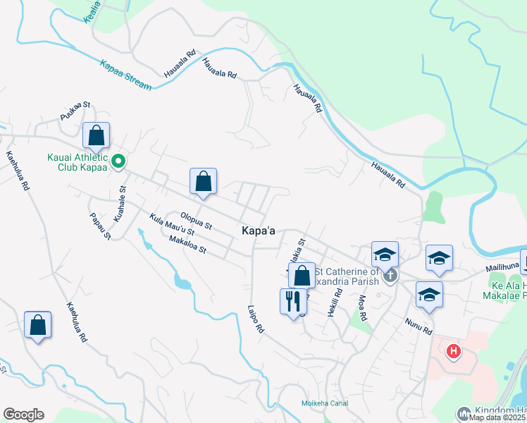 map of restaurants, bars, coffee shops, grocery stores, and more near 5330 Kualono Street in Kapaʻa